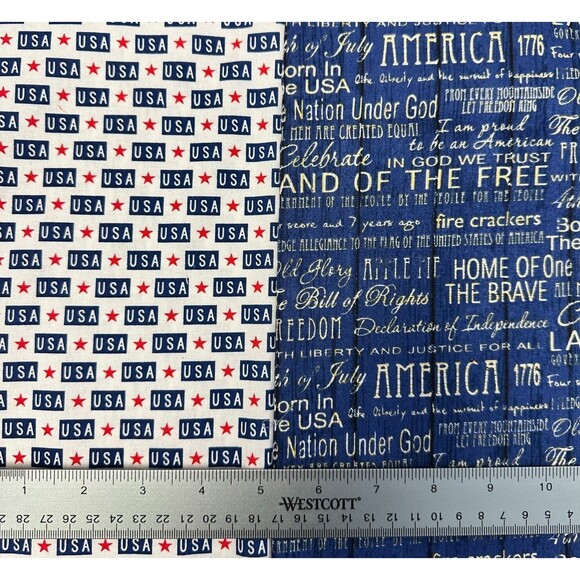 2x Patriotic Print Fabric 100% Cotton Quilting Craft USA Flag 1.5 yds - Picture 2 of 2